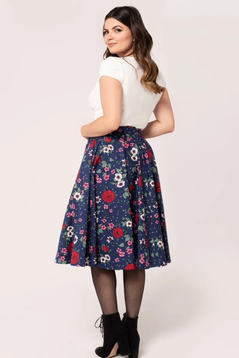 Hell Bunny Skirts|Skirts>Camellia Skirt Blue