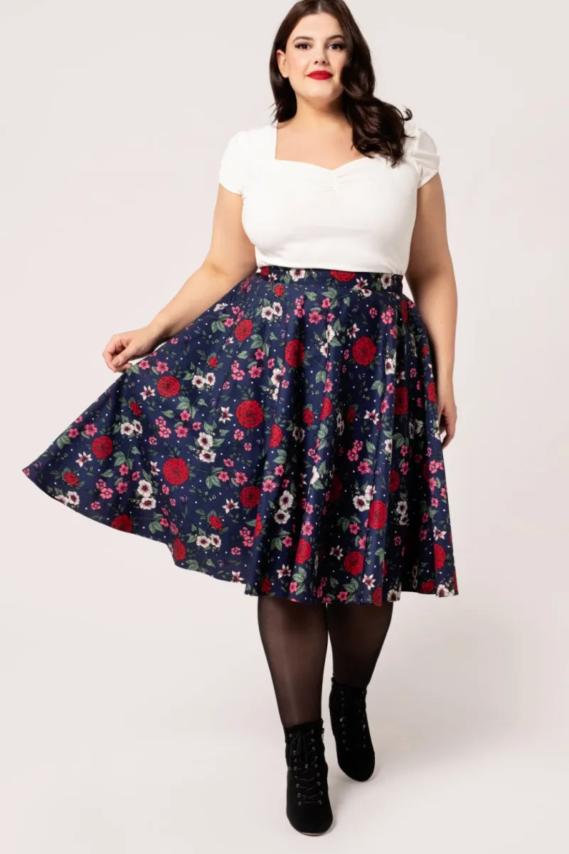 Hell Bunny Skirts|Skirts>Camellia Skirt Blue