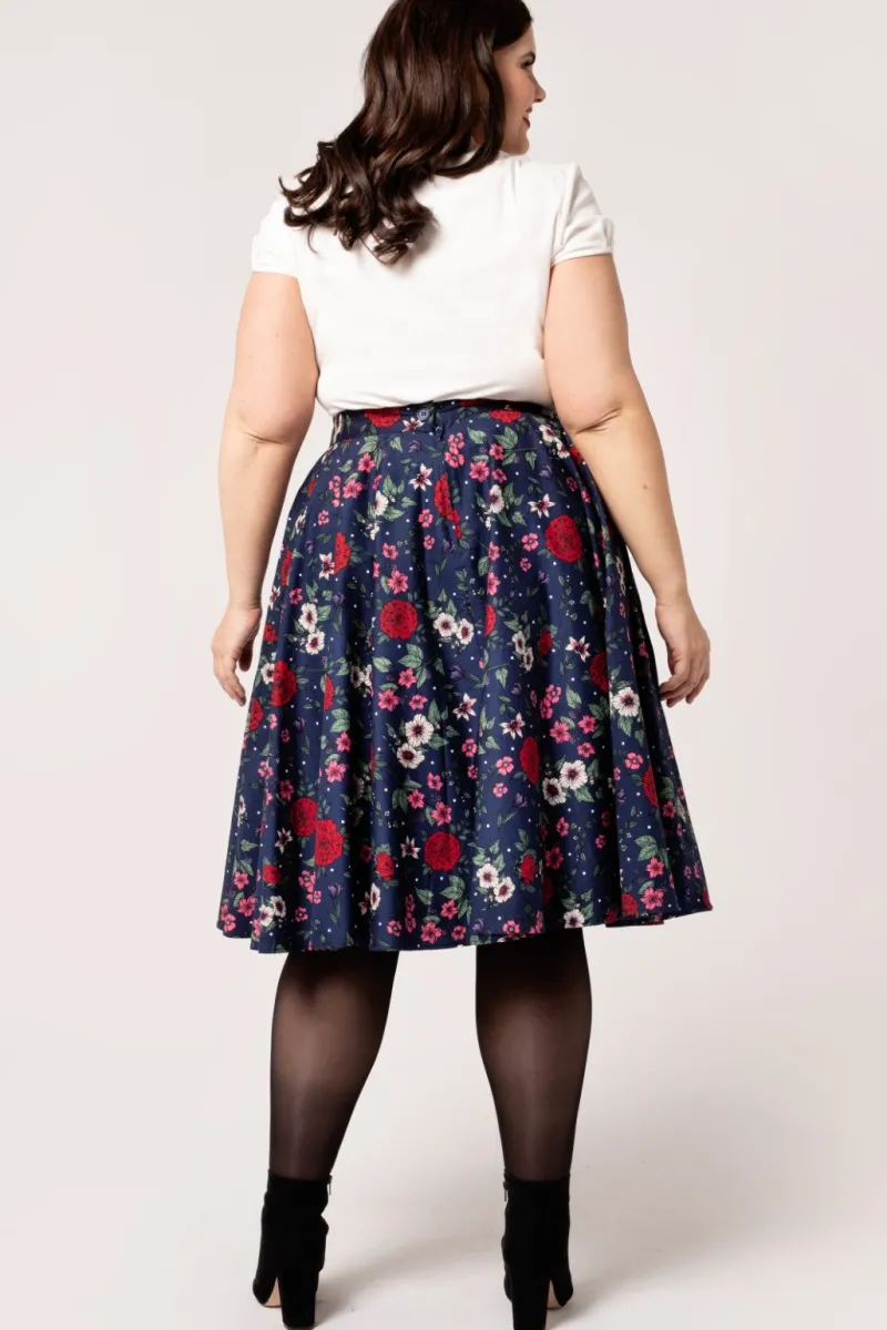 Hell Bunny Skirts|Skirts>Camellia Skirt Blue