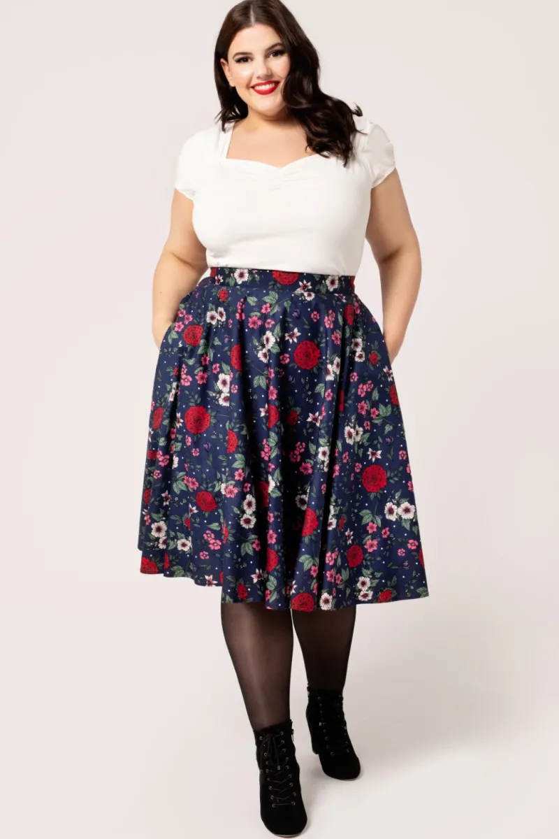 Hell Bunny Skirts|Skirts>Camellia Skirt Blue
