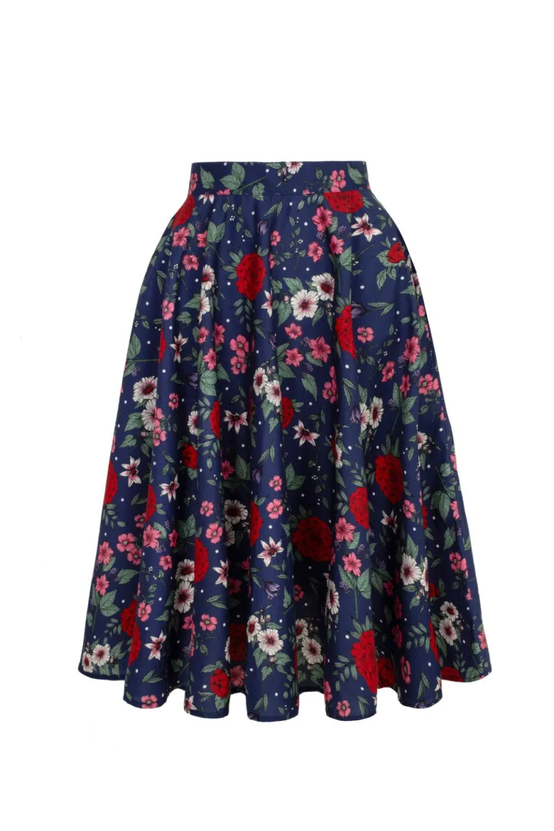 Hell Bunny Skirts|Skirts>Camellia Skirt Blue