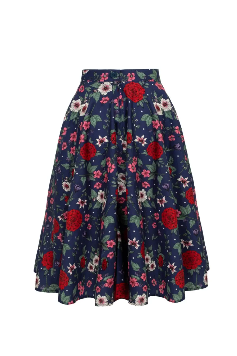Hell Bunny Skirts|Skirts>Camellia Skirt Blue