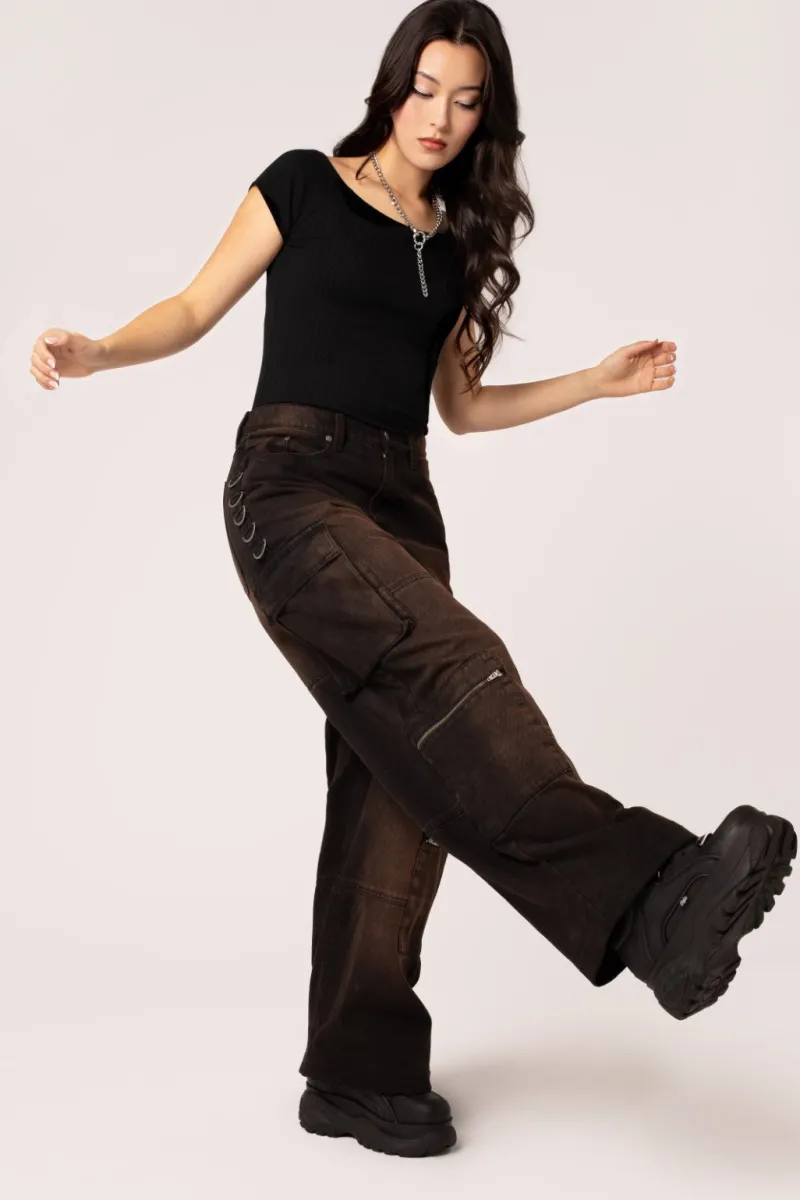Hell Bunny Trousers & Shorts|Trousers & Shorts>Cameron Jeans - Short Length Brown