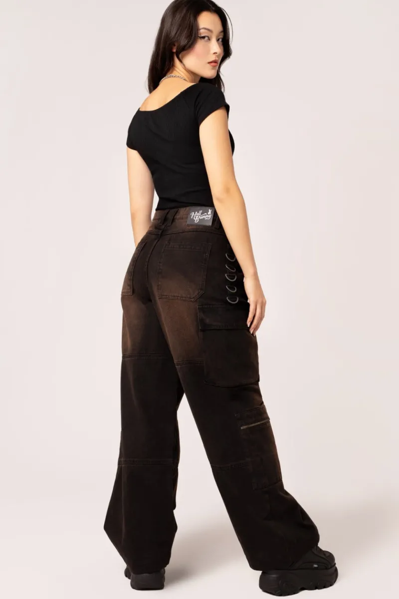 Hell Bunny Trousers & Shorts|Trousers & Shorts>Cameron Jeans - Short Length Brown