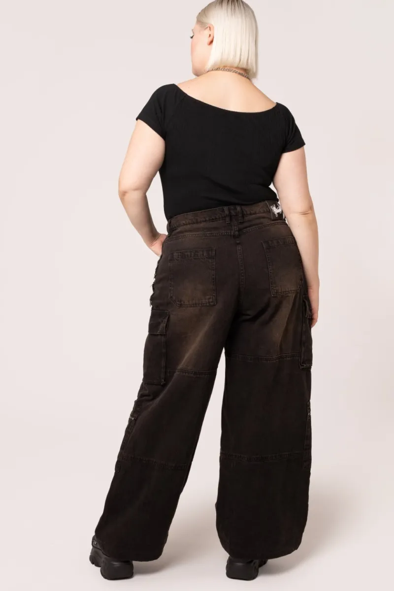 Hell Bunny Trousers & Shorts|Trousers & Shorts>Cameron Jeans - Short Length Brown