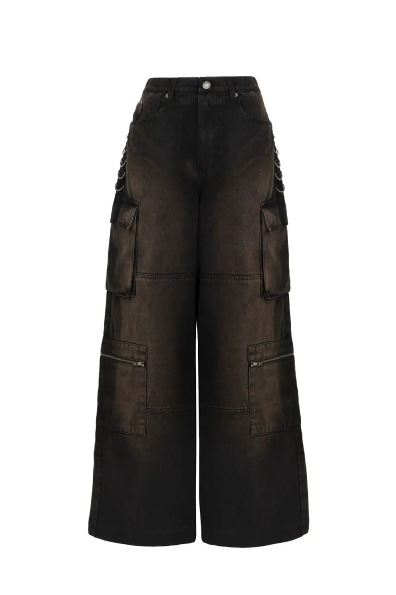 Hell Bunny Trousers & Shorts|Trousers & Shorts>Cameron Jeans - Short Length Brown