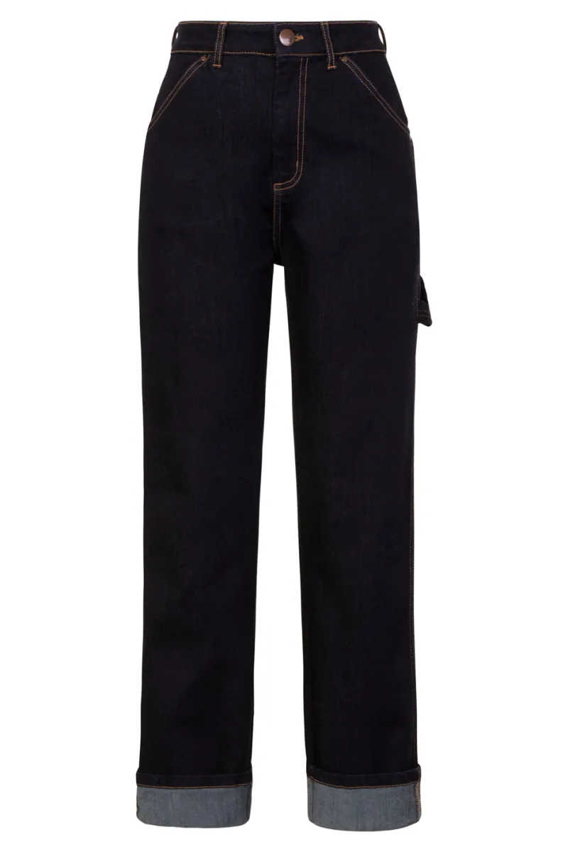 Hell Bunny Trousers & Shorts|Trousers & Shorts>Carpenter Denim Jeans Navy