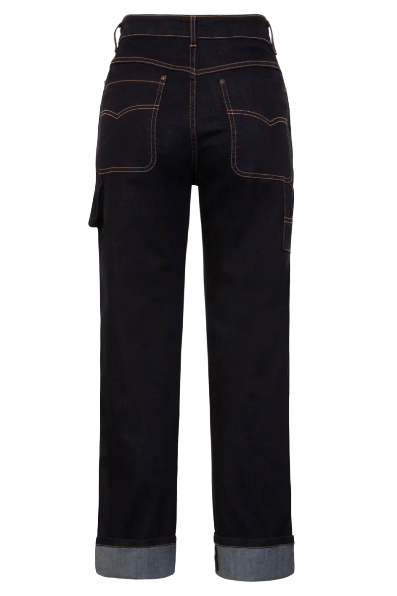 Hell Bunny Trousers & Shorts|Trousers & Shorts>Carpenter Denim Jeans Navy