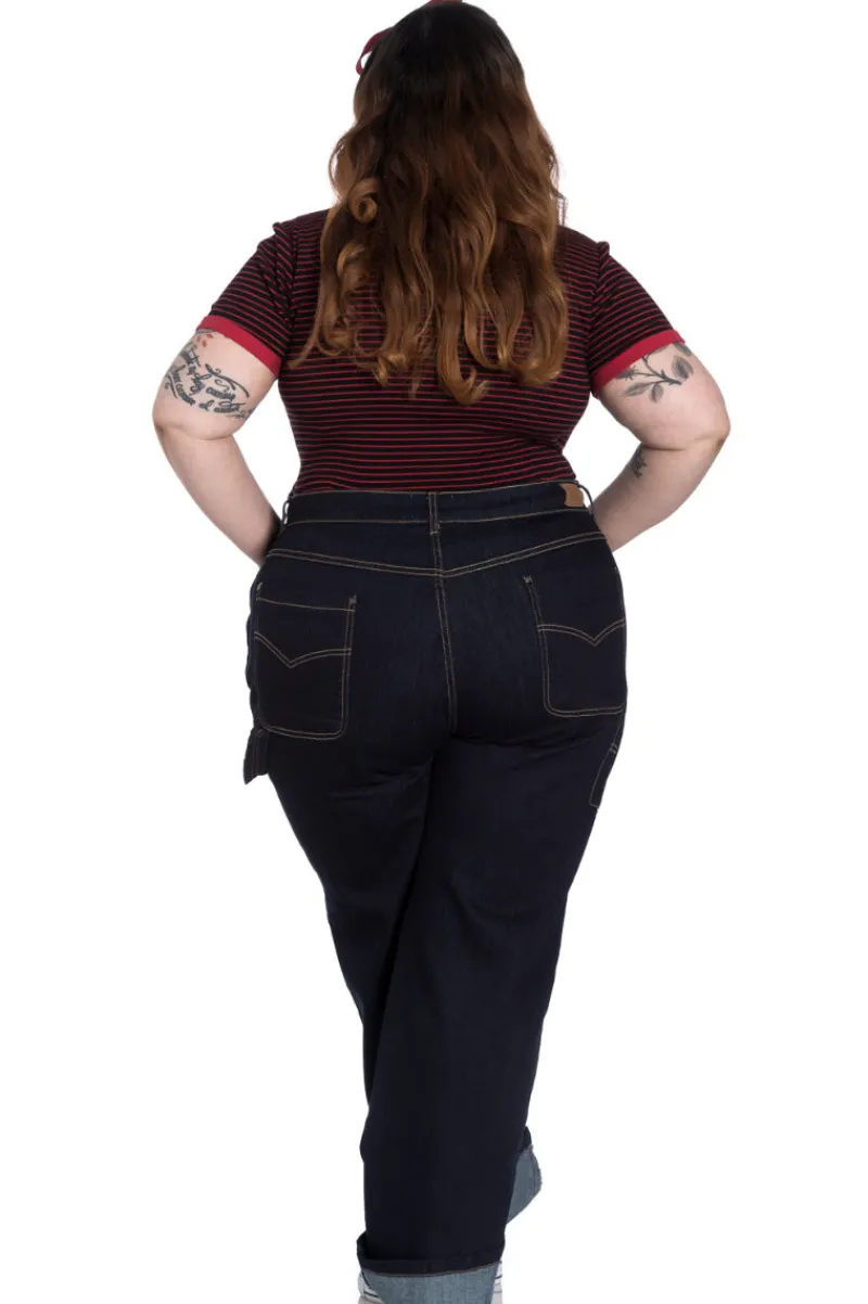 Hell Bunny Trousers & Shorts|Trousers & Shorts>Carpenter Denim Jeans Navy