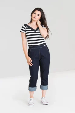 Hell Bunny Trousers & Shorts|Denim>Charlie Denim Capris Navy