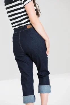Hell Bunny Trousers & Shorts|Denim>Charlie Denim Capris Navy