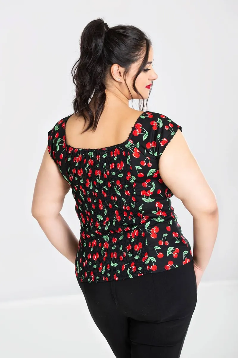 Hell Bunny Tops|Tops>Cherry Pie Top Black