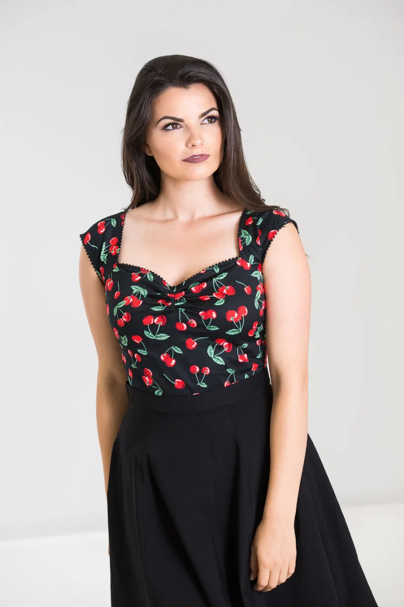 Hell Bunny Tops|Tops>Cherry Pie Top Black