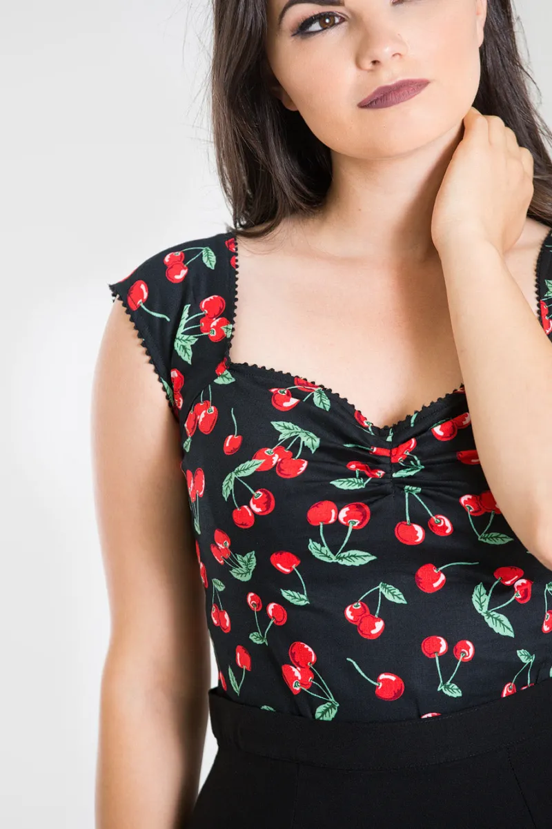 Hell Bunny Tops|Tops>Cherry Pie Top Black