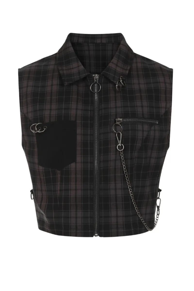 Hell Bunny Tops|Tops>Cobain Vest Grey