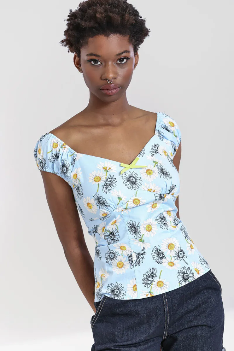 Hell Bunny Tops|Tops>Daisy Top Blue