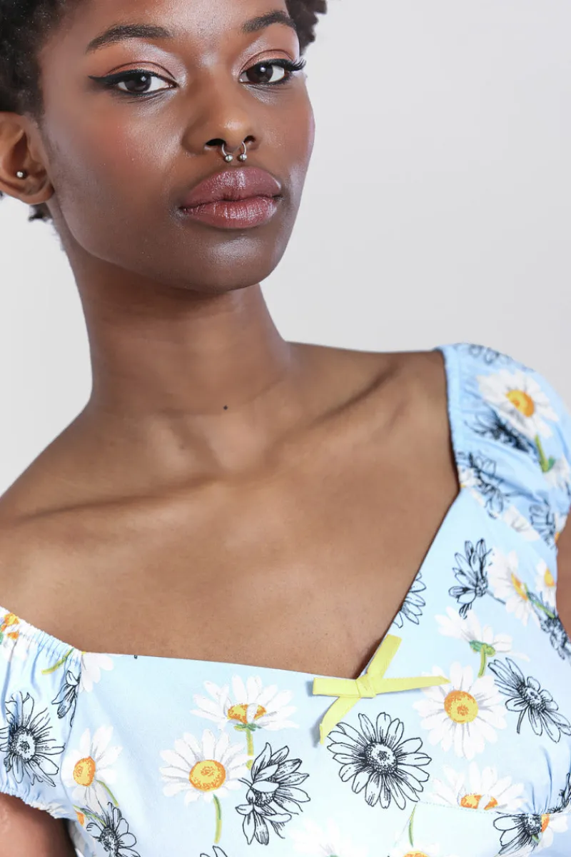Hell Bunny Tops|Tops>Daisy Top Blue
