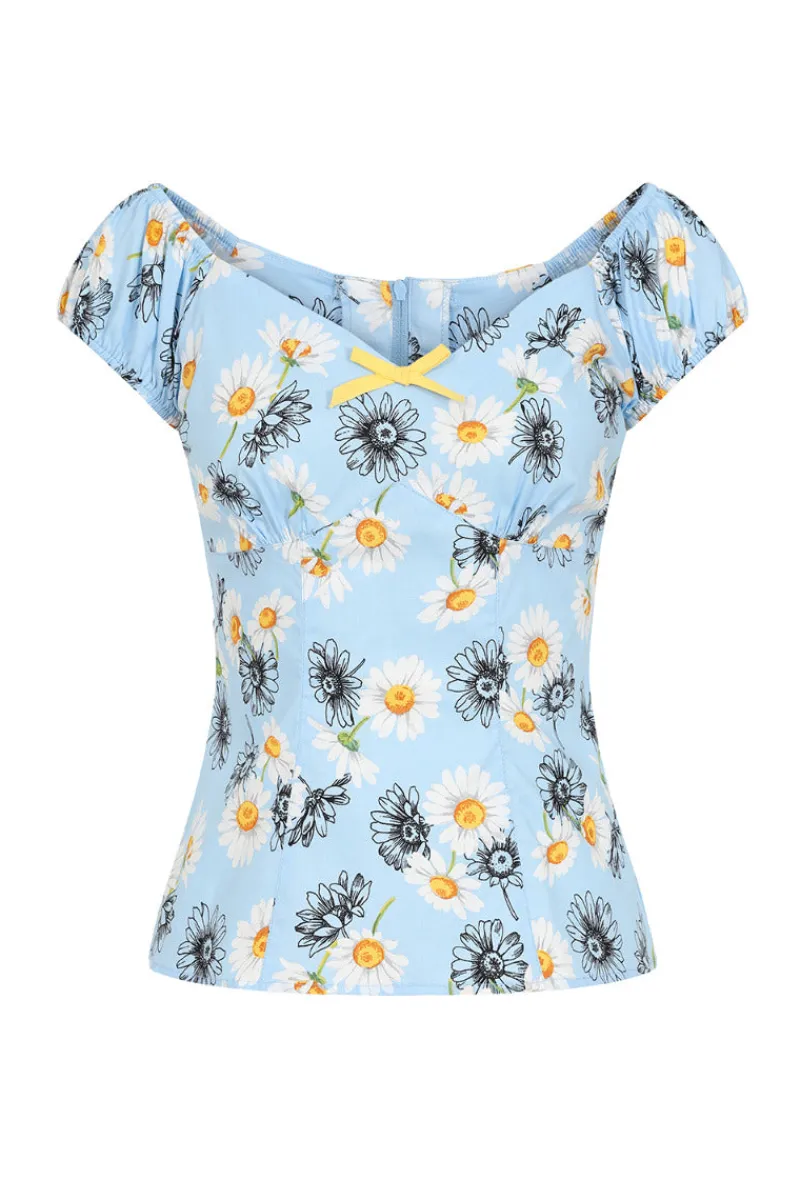 Hell Bunny Tops|Tops>Daisy Top Blue