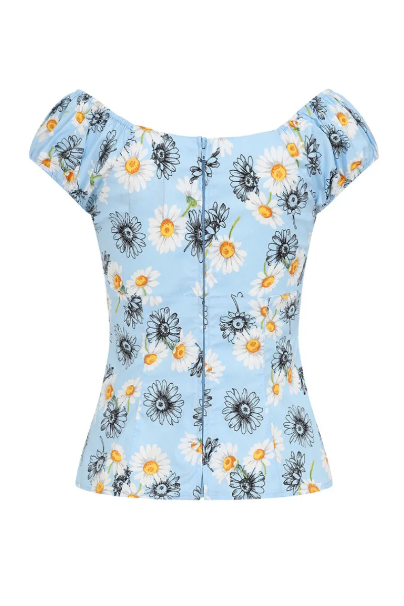 Hell Bunny Tops|Tops>Daisy Top Blue