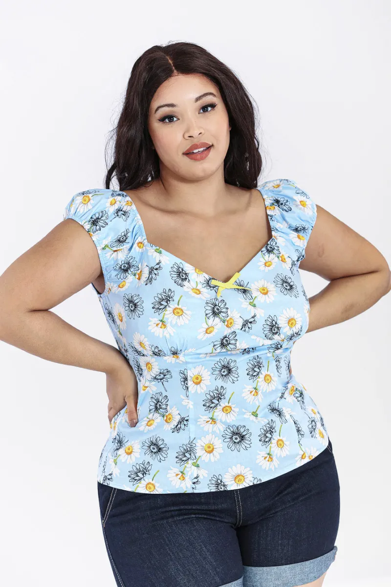 Hell Bunny Tops|Tops>Daisy Top Blue