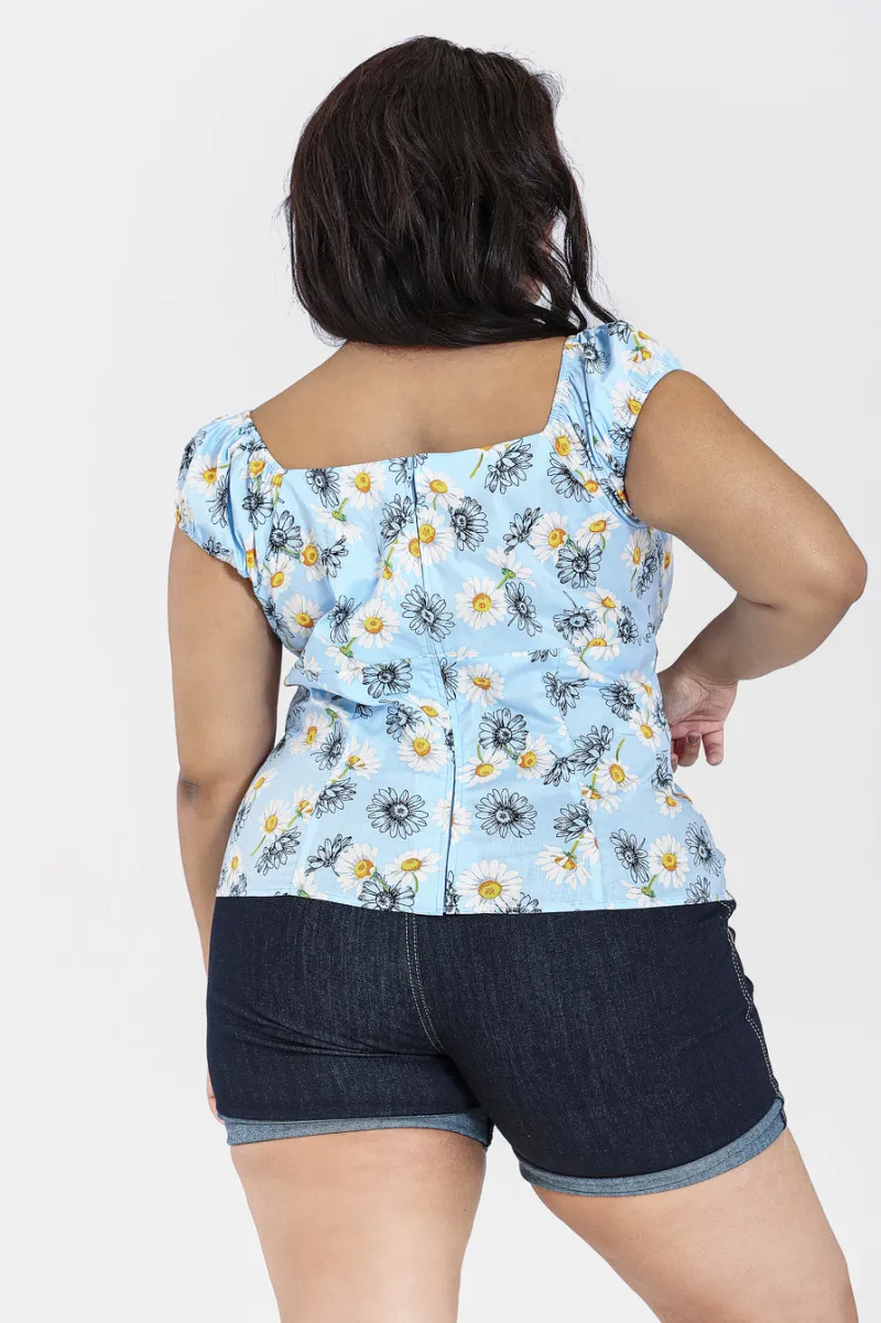 Hell Bunny Tops|Tops>Daisy Top Blue