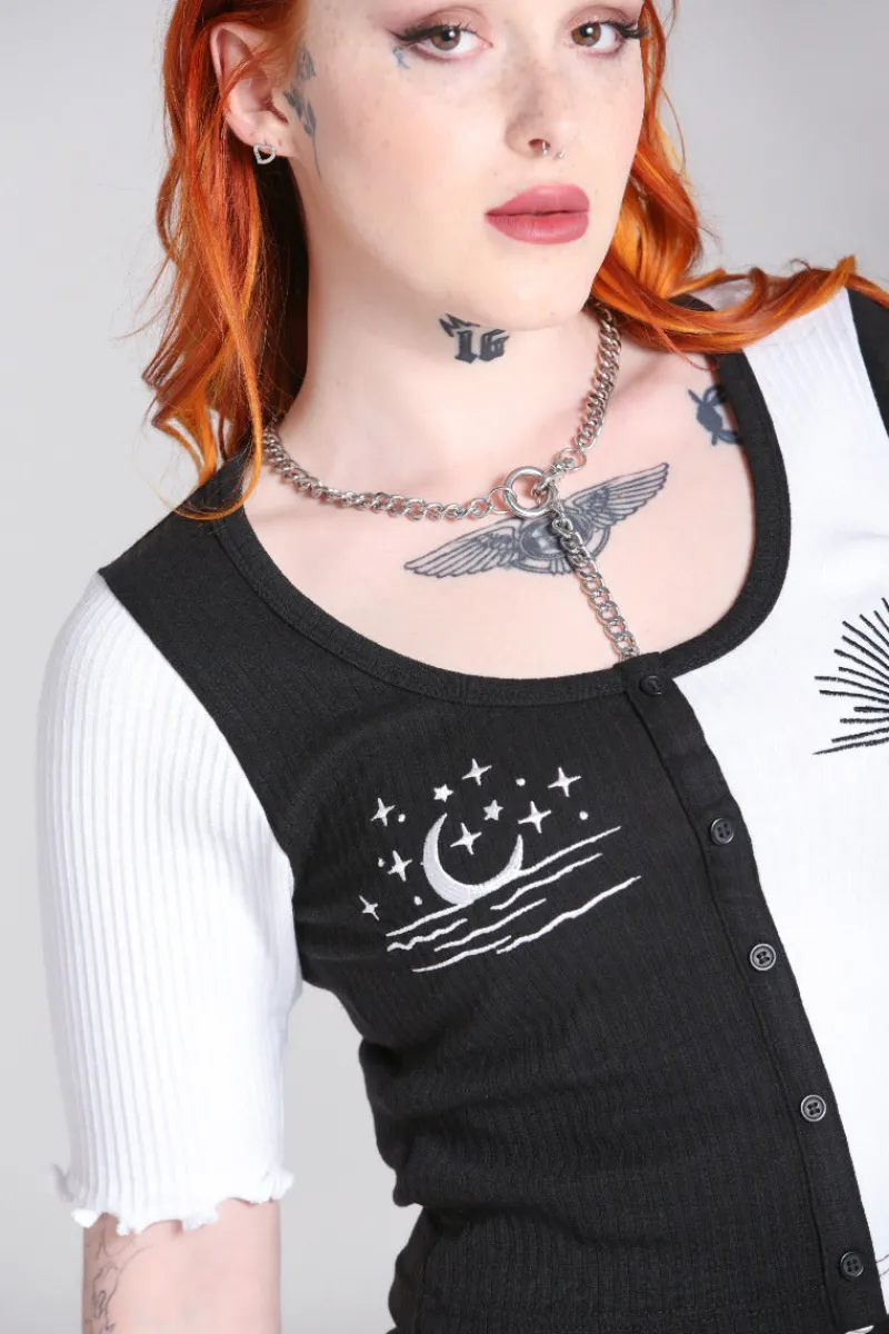 Hell Bunny Tops|Knitwear>Dark Light Top Black