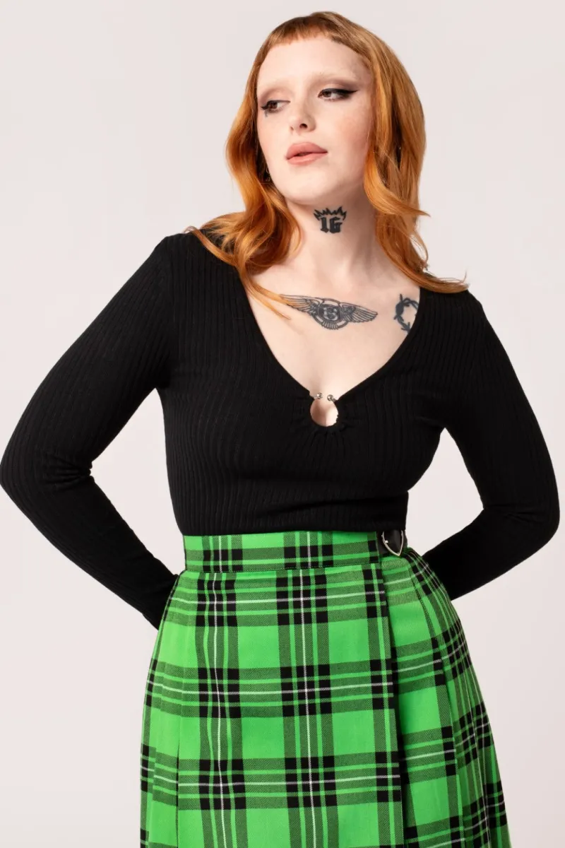 Hell Bunny Tops|Knitwear>Death Or Glory Top Black
