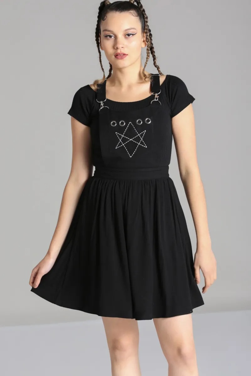 Hell Bunny Dresses|Dresses With Pockets>Destroya Pinafore Dress Black