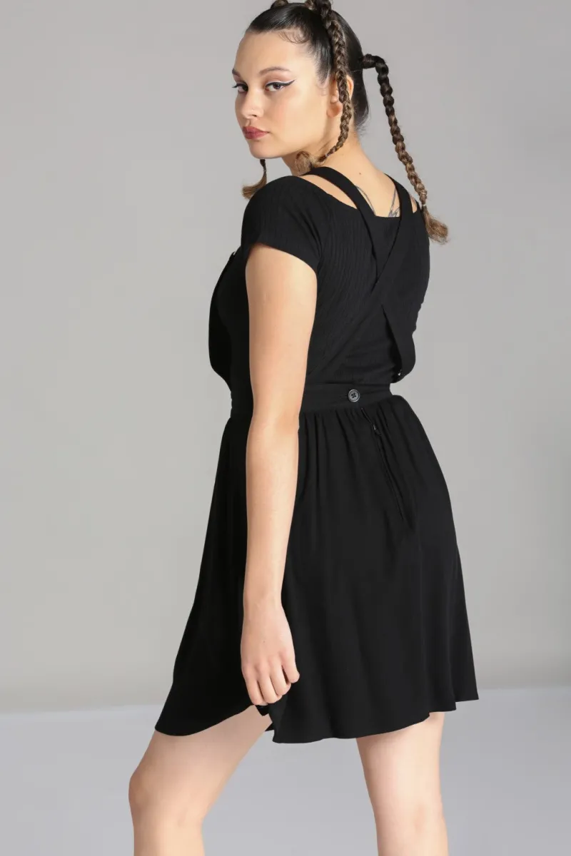 Hell Bunny Dresses|Dresses With Pockets>Destroya Pinafore Dress Black
