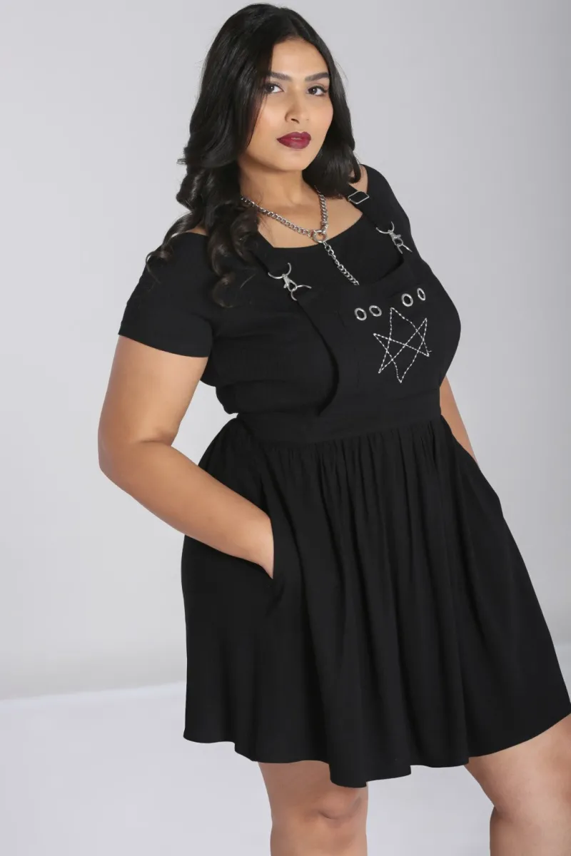 Hell Bunny Dresses|Dresses With Pockets>Destroya Pinafore Dress Black