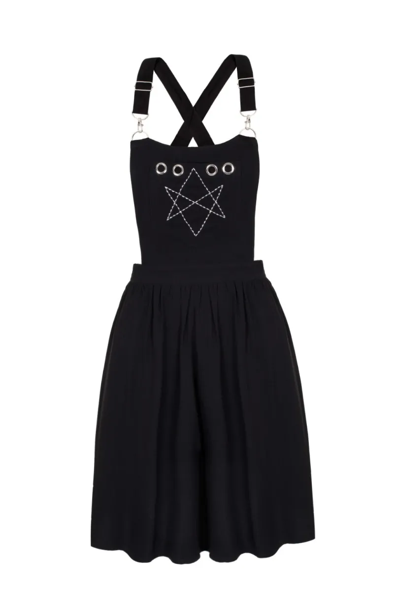 Hell Bunny Dresses|Dresses With Pockets>Destroya Pinafore Dress Black