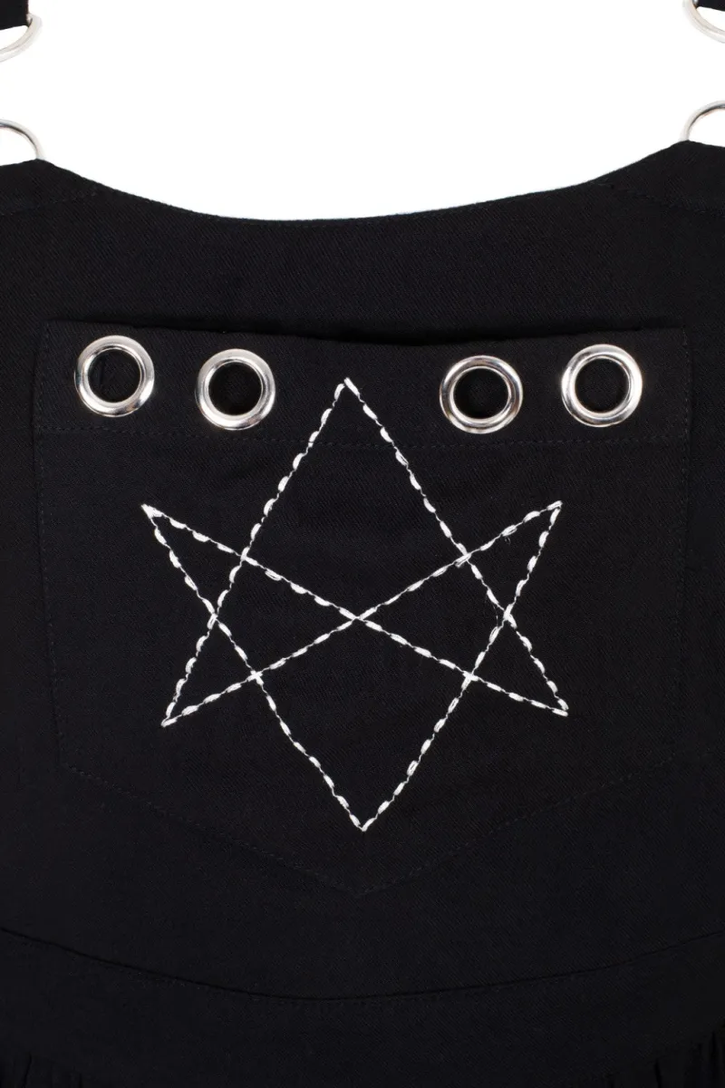 Hell Bunny Dresses|Dresses With Pockets>Destroya Pinafore Dress Black