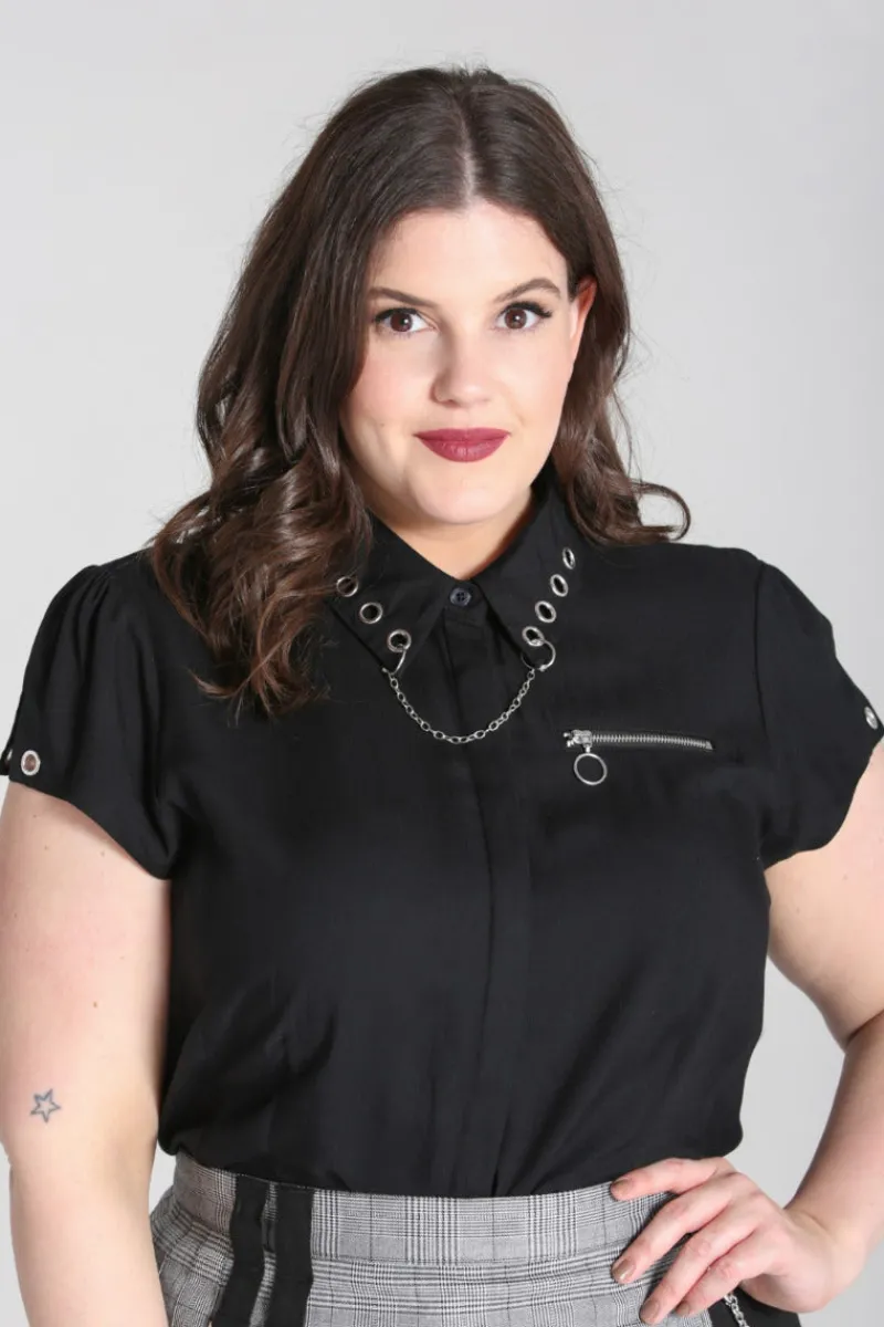 Hell Bunny Blouses|Tops>Destroya Shirt Black