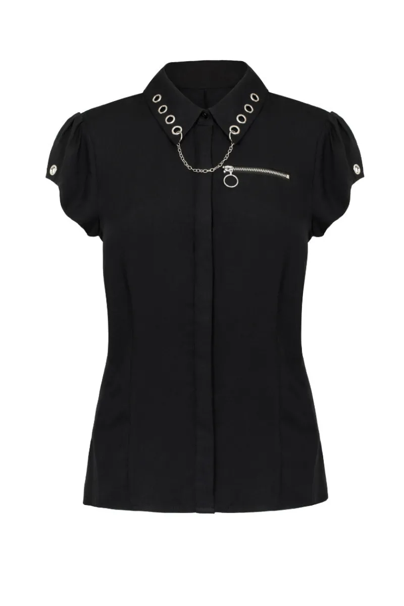 Hell Bunny Blouses|Tops>Destroya Shirt Black