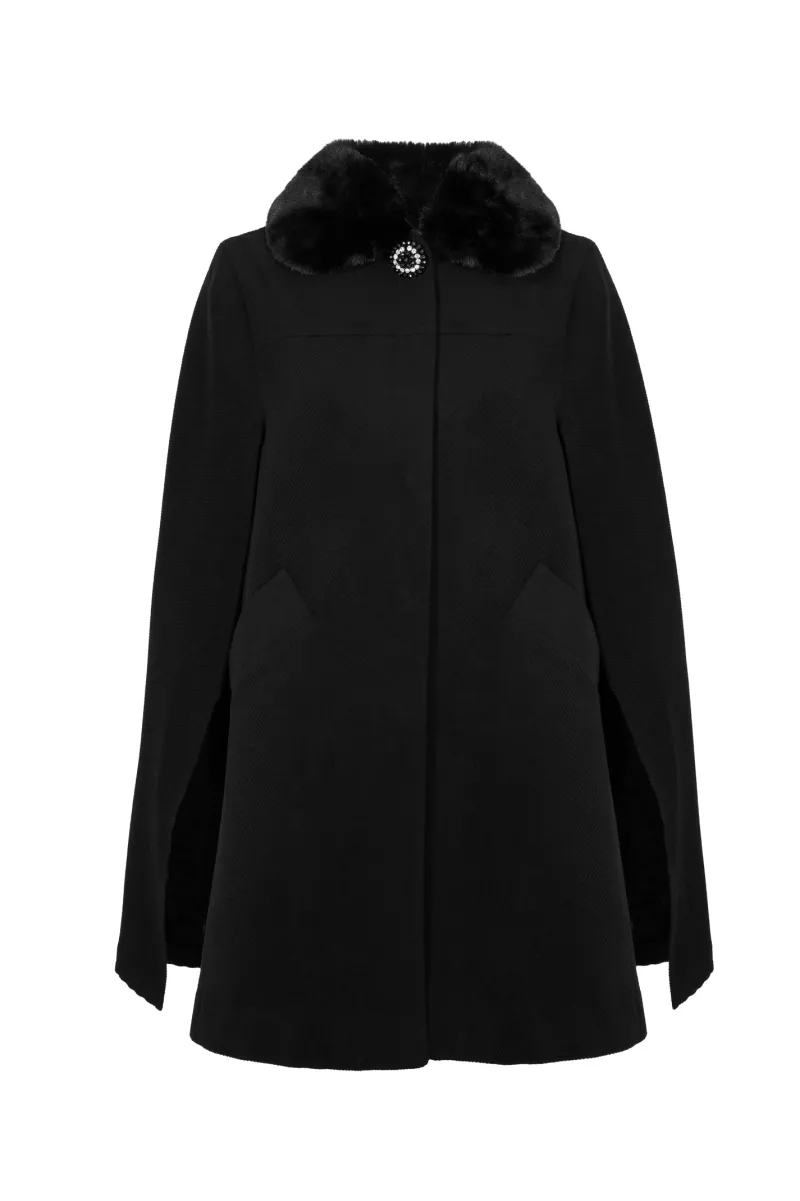 Hell Bunny Coats & Jackets|Coats & Jackets>Devon Cape Coat Black