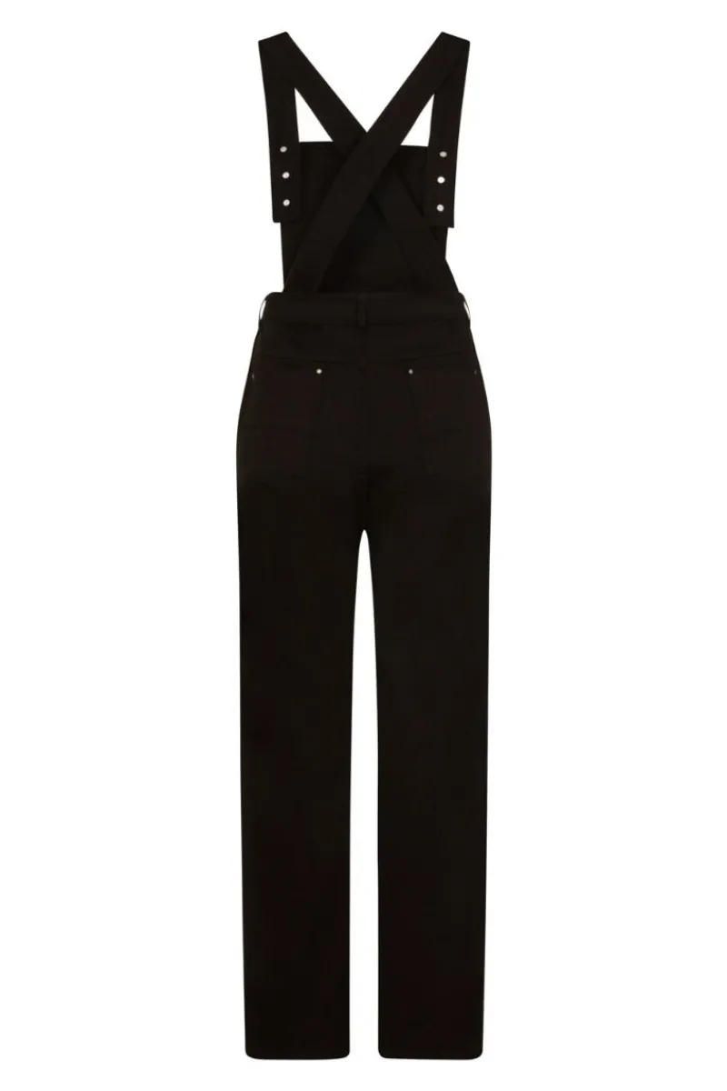 Hell Bunny Trousers & Shorts|Trousers & Shorts>Elly May Denim Dungaree Black
