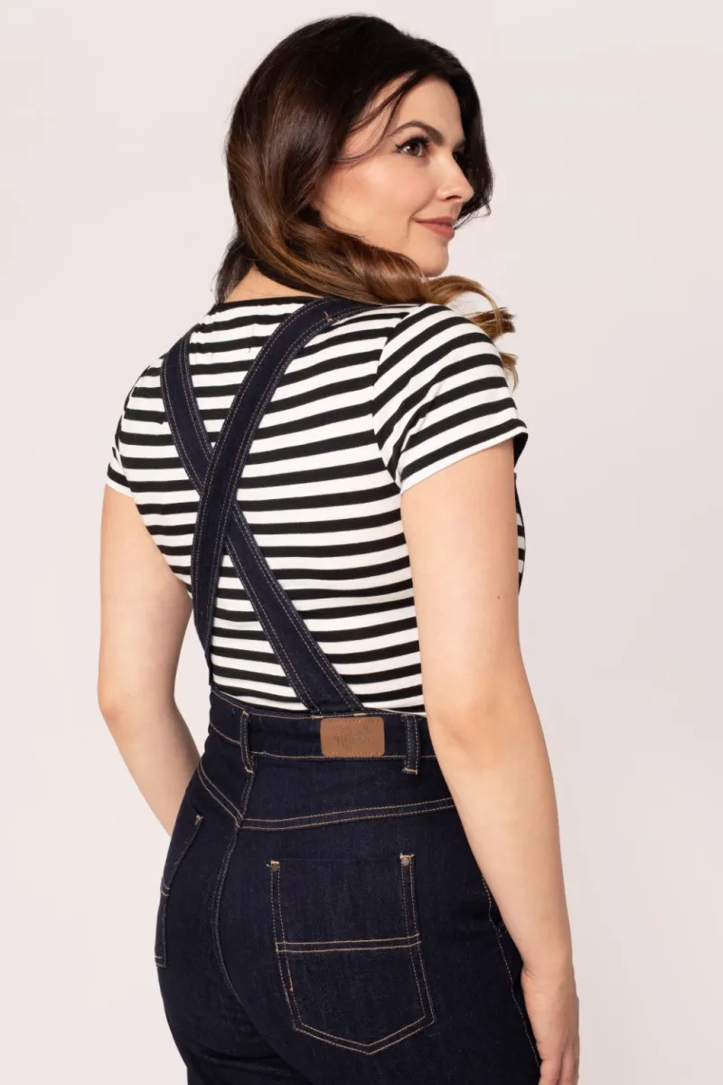 Hell Bunny Trousers & Shorts|Trousers & Shorts>Elly May Denim Dungarees Navy