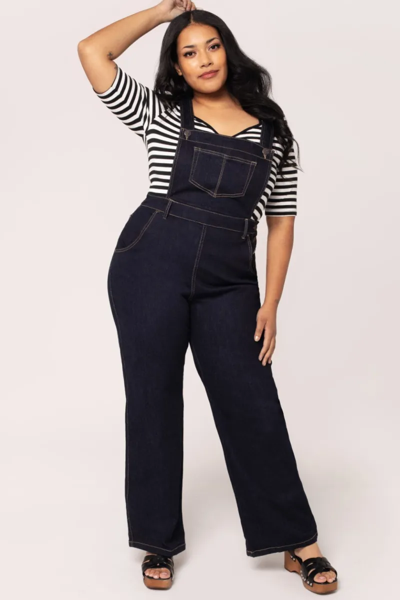 Hell Bunny Trousers & Shorts|Trousers & Shorts>Elly May Denim Dungarees Navy