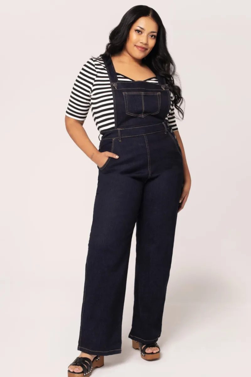 Hell Bunny Trousers & Shorts|Trousers & Shorts>Elly May Denim Dungarees Navy