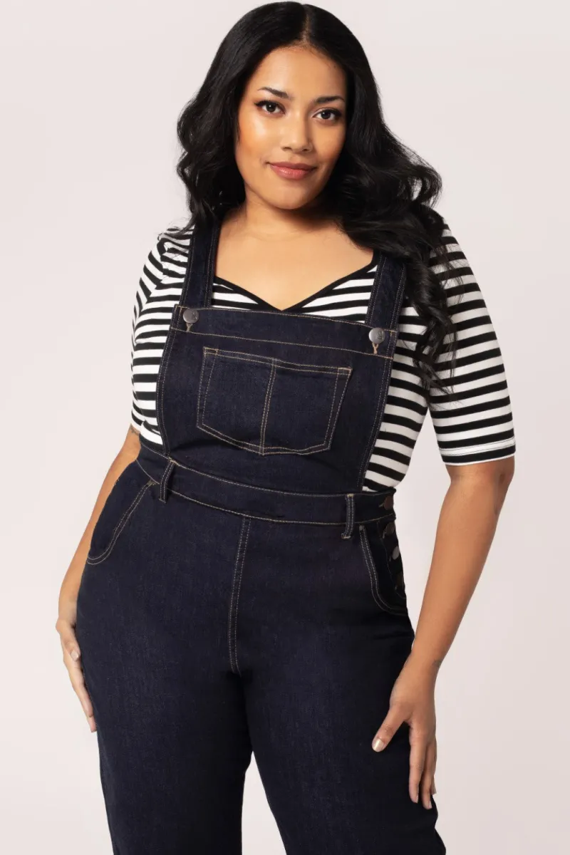 Hell Bunny Trousers & Shorts|Trousers & Shorts>Elly May Denim Dungarees Navy