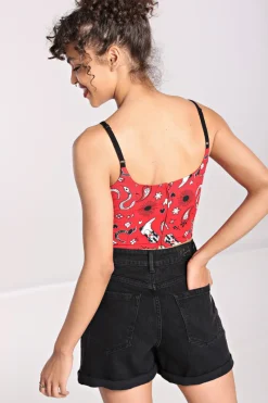 Hell Bunny Tops|Tops>Emmylou Crop Top Red
