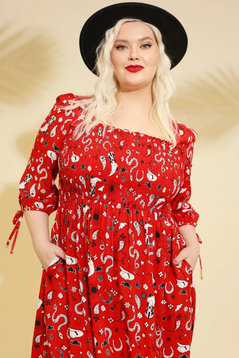 Hell Bunny Dresses|Dresses>Emmylou Maxi Dress Red