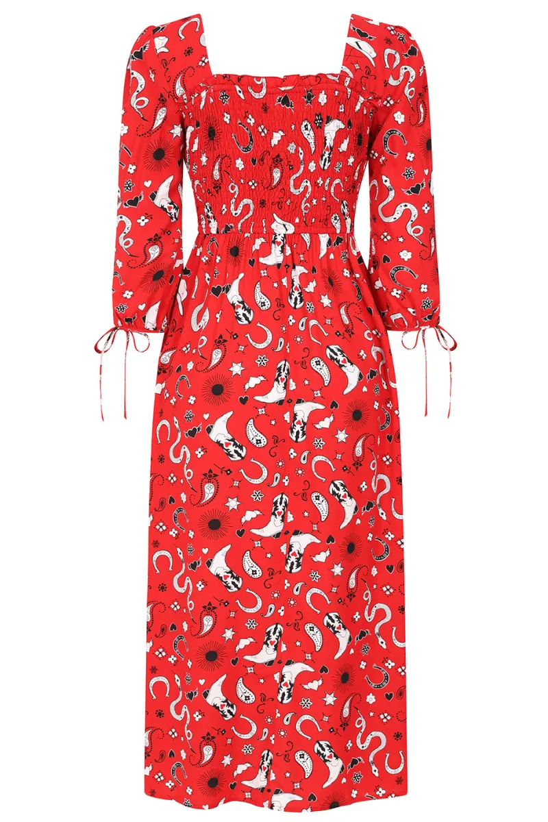 Hell Bunny Dresses|Dresses>Emmylou Maxi Dress Red