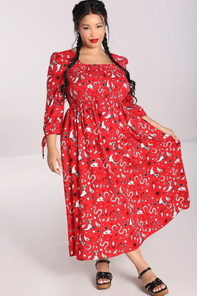 Hell Bunny Dresses|Dresses>Emmylou Maxi Dress Red