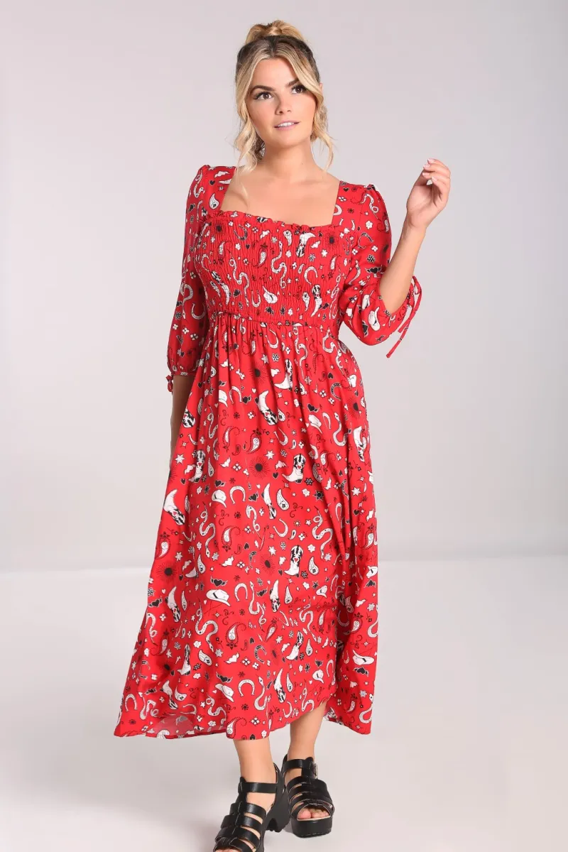 Hell Bunny Dresses|Dresses>Emmylou Maxi Dress Red