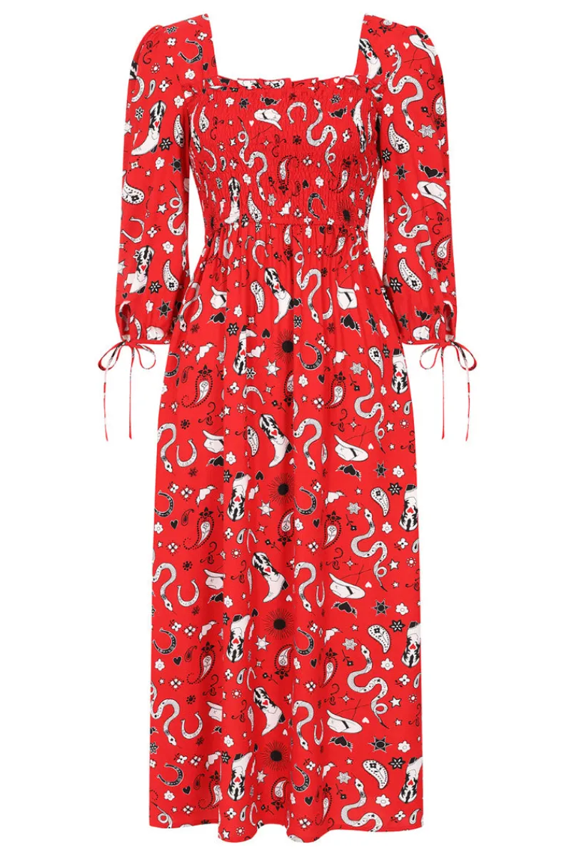 Hell Bunny Dresses|Dresses>Emmylou Maxi Dress Red
