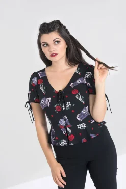 Hell Bunny Blouses|Tops>Even In Death Blouse Black
