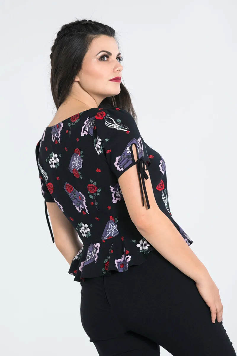 Hell Bunny Blouses|Tops>Even In Death Blouse Black
