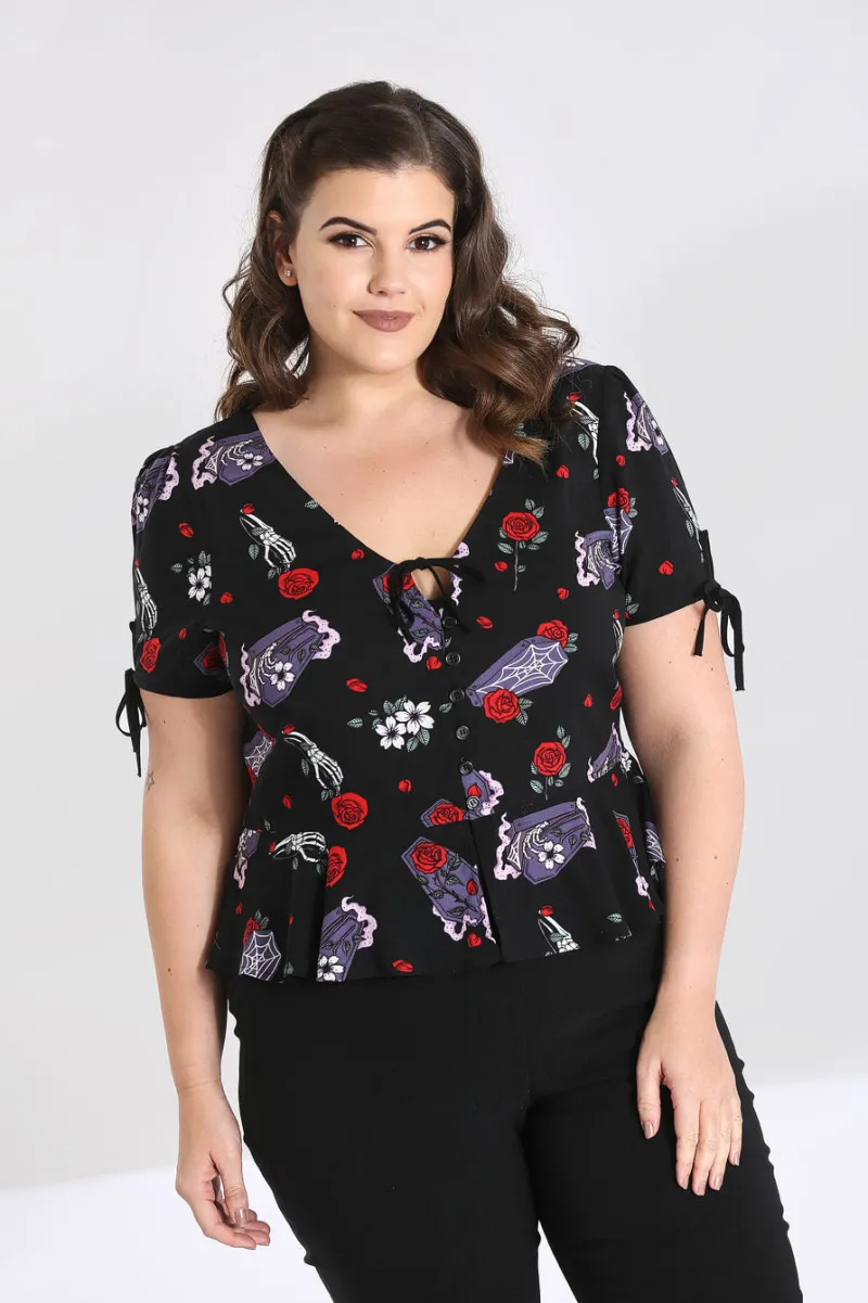 Hell Bunny Blouses|Tops>Even In Death Blouse Black
