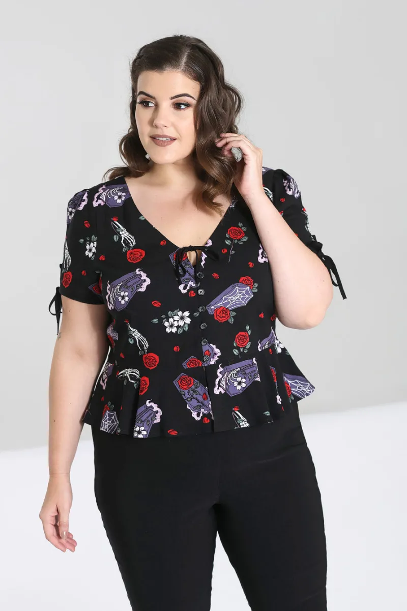 Hell Bunny Blouses|Tops>Even In Death Blouse Black